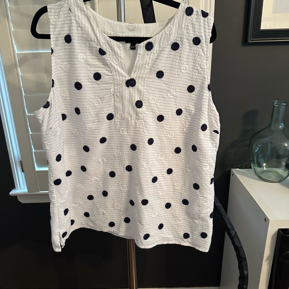 Talbots White Sleeveless Boxy Blouse